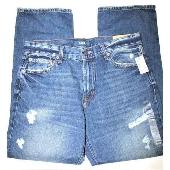 Men's distress Relaxed Blue Jeans 32W 30L - Picture 7 of 10